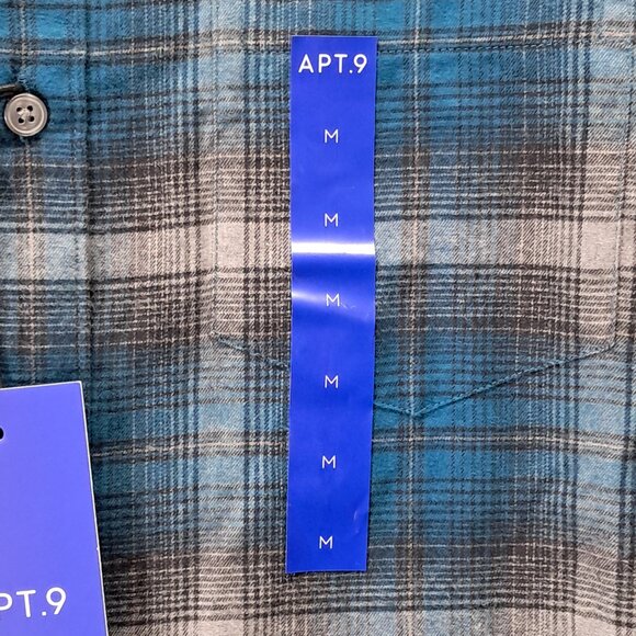 Apt.9 Men's Button Down Shirt Soft Touch Flannel Blue Medium - Picture 3 of 13